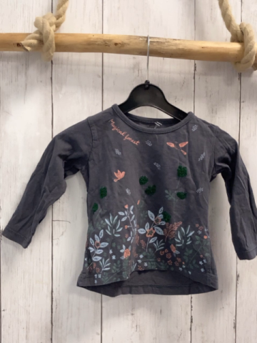 Mango Langarmshirt  Gr. 74  grau Blumen