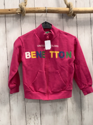 Benetton Sweatjacke Gr. 116  pink bunte Glitzerschrift