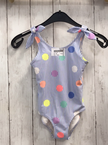 H&M  Badeanzug  Gr. 98  hellblau weiße Streifen bunte Punkte 