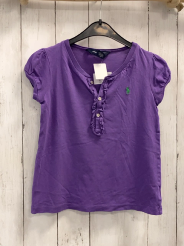 Ralph Lauren T-Shirt  Gr. 122  lila Knopfleiste mit Rüschenbund 