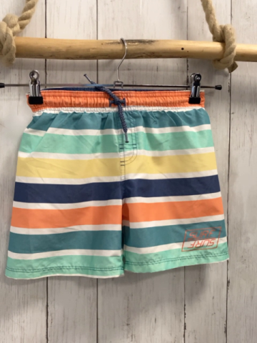 H&M  Badeshorts  Gr. 122/128  orange weiß petrol hellgrün gelb graue Streifen 