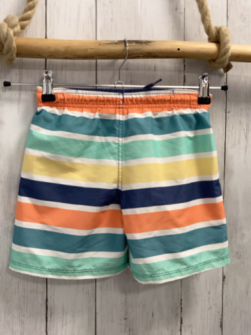 H&M  Badeshorts  Gr. 122/128  orange weiß petrol hellgrün gelb graue Streifen 