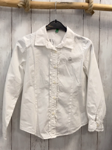 Benetton Bluse  Gr. 128  weiß Rüschen 