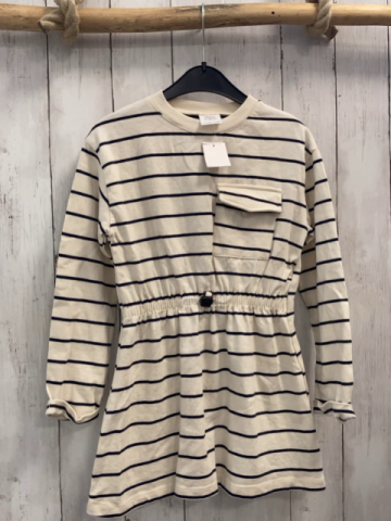 zara Kleid Gr. 122  beige schwarze Streifen