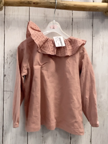 Zara  Langarmshirt  Gr. 86  rosa Rüschenkragen mit Lochstckerei 