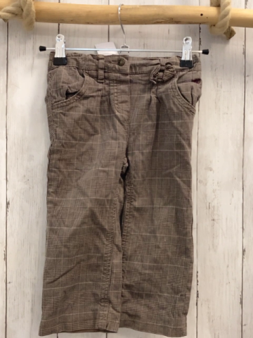 Esprit  Hose  Gr. 86  beige schwarz kariert gefüttert Bund verstellbar 