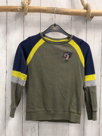 Mitch Pullover  Gr. 110  kiwi + blau gelb grau 