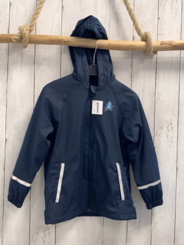   Regenjacke  Gr. 110  blau hellblau Krake silber Bund 