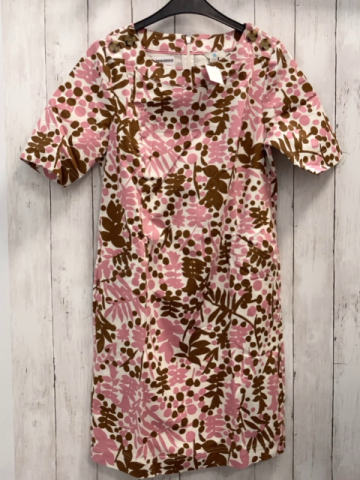 Boden  Kleid  Gr. 158/164  weiß rosa brauner Druck mit Blättern + Punkten 