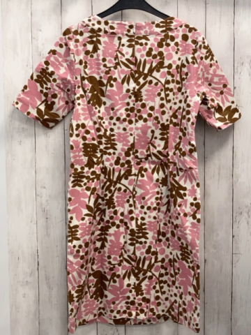 Boden  Kleid  Gr. 158/164  weiß rosa brauner Druck mit Blättern + Punkten 