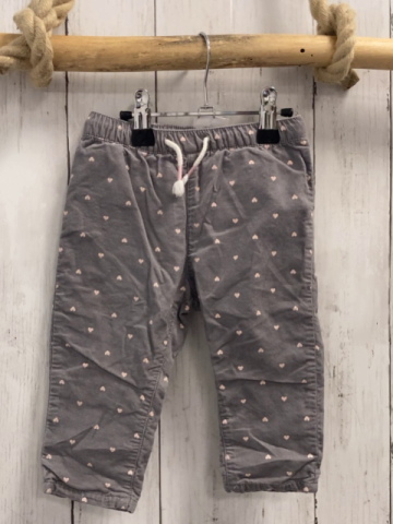 H&M Hose Gr. 68  grau Kord rosa Herzen gefüttert Kordel