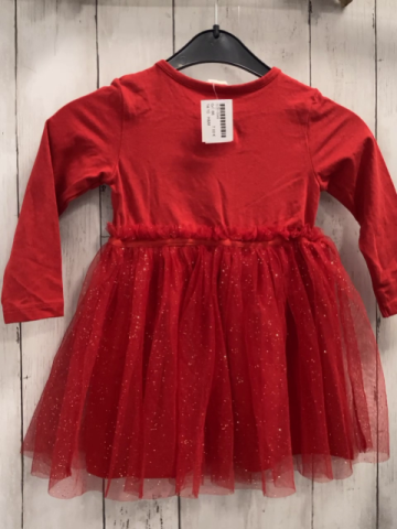 H&M Kleid Gr. 86  rot Tüllrock mit Glitzer