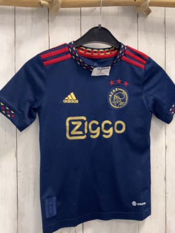 Adidas  Sportshirt  Gr. 128  blau + rote Strefen + rot blau goldene Rauten Ajax Amsterdam 