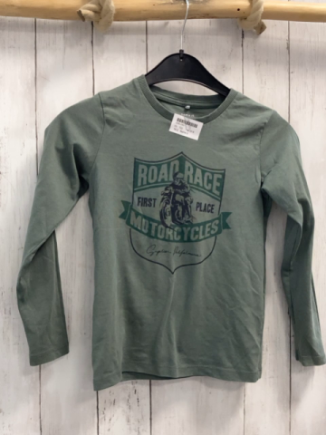 Name it  Langarmshirt  Gr. 122  kiwi Mofafahrer Schrift 