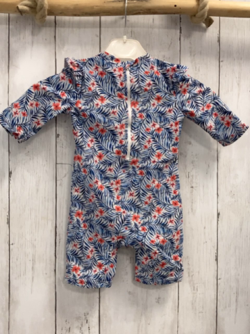 Sergent Major  UV-Schutzoverall Gr. 80  hellgrau blaue Blätter hellrote Blumen 