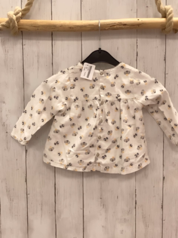Obabi  Bluse  Gr. 80  weiß bunt Käfer grauer Bund 