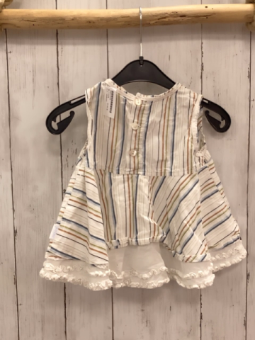 Jottum Sommerbluse  Gr. 104  weiß bunte Streifen weißer Saum mit Rüüschen 