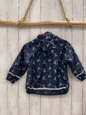   Regenjacke  Gr. 98  blau gummiert hellblaue Einhörner pink Fleecefutter 