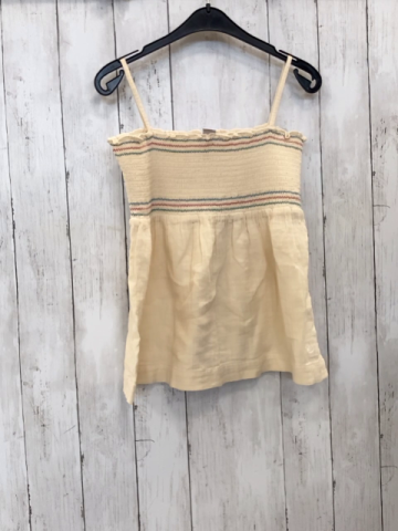 Petit Bateau  Top  Gr. 152  beige gesmokt + blau rot grüne Zackenstreifen 