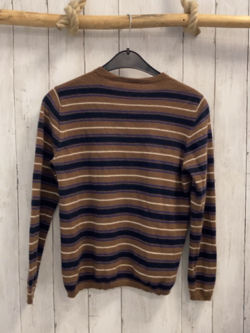MaxMara  Pullover  Gr. 152  braun schwarz lila weiße Streifen 100 % Cashmere 