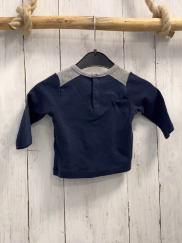 Petit Bateau  Langarmshirt  Gr. 68  blau graue Schultern + Bund 