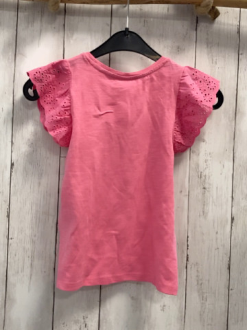 neu Dopodopo T-Shirt  Gr. 110  pink Rüschenärmel mit Lochstickerei 