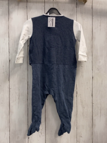 Next  Overall  Gr. 68  weiße Ärmel blaue Weste + blau weiße Zackenstreifen an den Beinen 