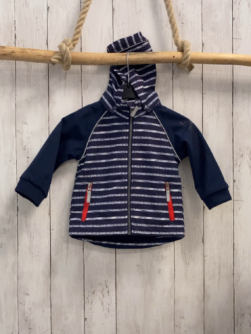   Softshelljacke  Gr. 86  blau weiße Streifgen rote Reißverschlüsse 