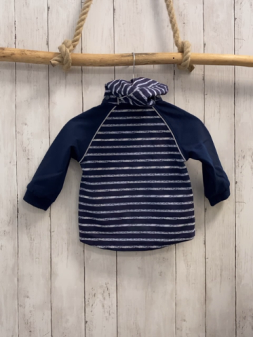  Softshelljacke  Gr. 86  blau weiße Streifgen rote Reißverschlüsse 