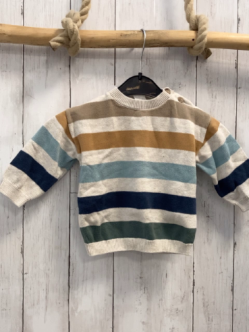 H&M Pullover  Gr. 74  hellgrau sand ocker helblla blau kiwi Streifen Strick 