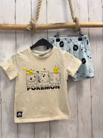 2tlg  T-Shirt + Shorts  Gr. 98  beige hellblau Pokemon 