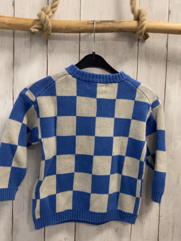 H&M Pullover Gr. 98  blau weiß karomuster