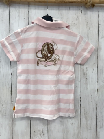 Steiff  Poloshirt Gr. 134  rosa weiße Streifen 