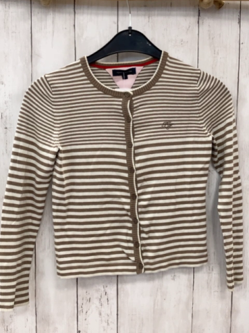 Tommy Hilfiger  Strickjacke  Gr. 134/140  sand weiße Streifen Strick 