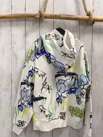 Zara  Pullover  Gr. 152  weiß Kapuze bunte Schrift 