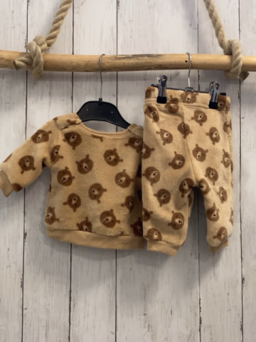 2tlg  Pullover + Leggings  Gr. 50  hellbraun Plüsch Bärenköpfe 