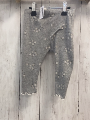 Zara  Leggings  Gr. 80  grau Rippen Blumen 