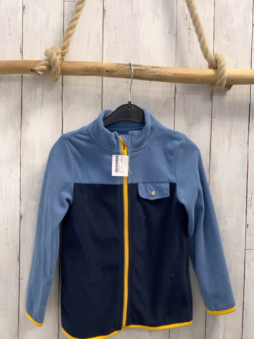  Fleecejacke Gr. 110  hellblau dunkelblau gelber Reißverschluss