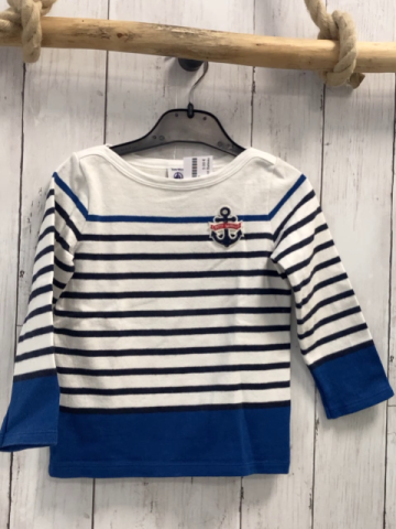 Petit Bateau  Pullover  Gr. 92  weiß blau hellblaue Streifen Anker 