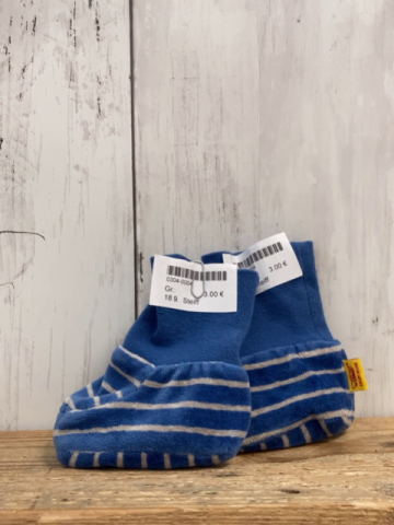 Steiff  Babyschühchen blau hellgraue Streifen Nicky 