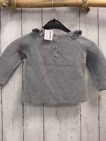 Sergent Major  Pullover  Gr. 74  grau mit silber Glitzer Strick Tierkopf Rüschenbund 