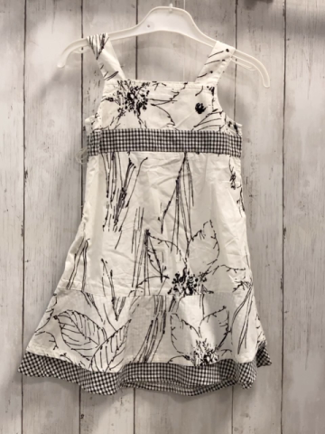 Ginkana  Kleid  Gr. 104  weiß schwarze Blätter + schwarz weiße kariert 