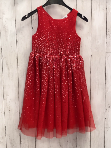   Kleid  Gr. 122  rot Tüllüberkleid mit Pailetten
