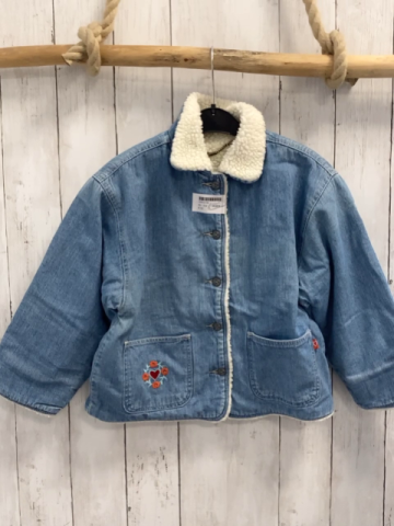  Jeansjacke Gr. 110  blau Teddyfutter gestickte Blumen