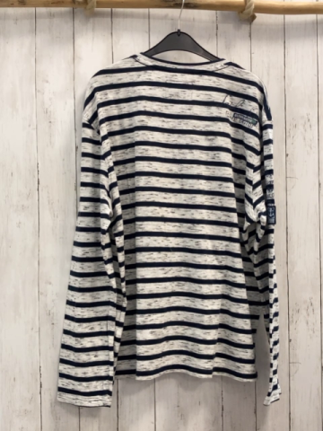 Camp David Langarmshirt Gr. XXXL grau blau gestreift