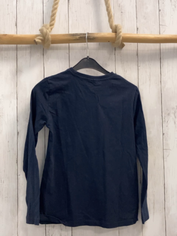   Langarmshirt  Gr. 134/40  blau gelbe Schrift + Kopfhörer 