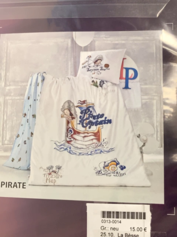 La Bèsse Bettwäsche  100 x 135 / 40 x 60 Linon weiß Piratenschiff Piraten 