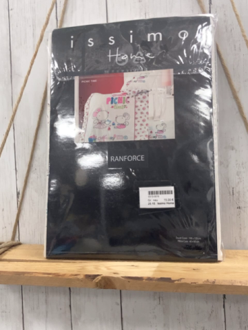 Issimo Home  Bettwäsche  100 x 135 / 40 x 60 weiß Mäuse Blumen bunte Schrift 