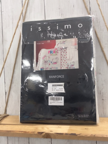 Issimo Home  Bettwäsche  100 x 135 / 40 x 60 weiß Mäuse Blumen bunte Schrift 