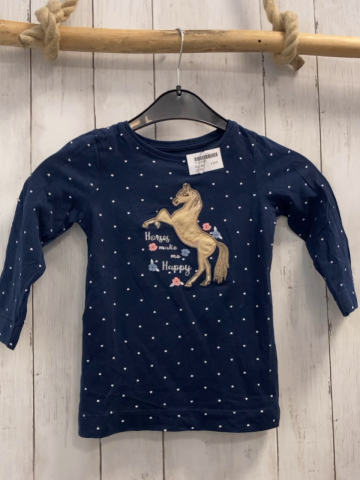   Langarmshirt  Gr. 98  blau Pferd Blumen weiße Herzen 